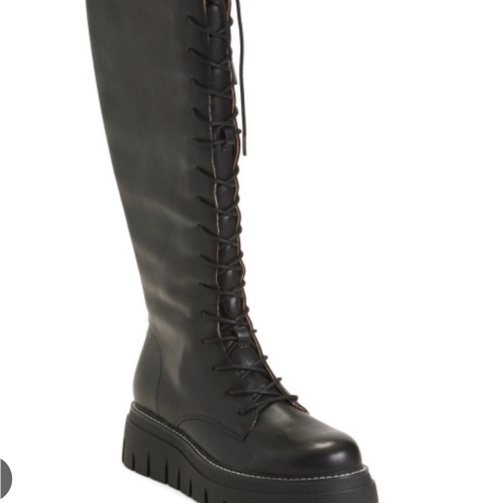 J Slides black leather Lace-Up Boots